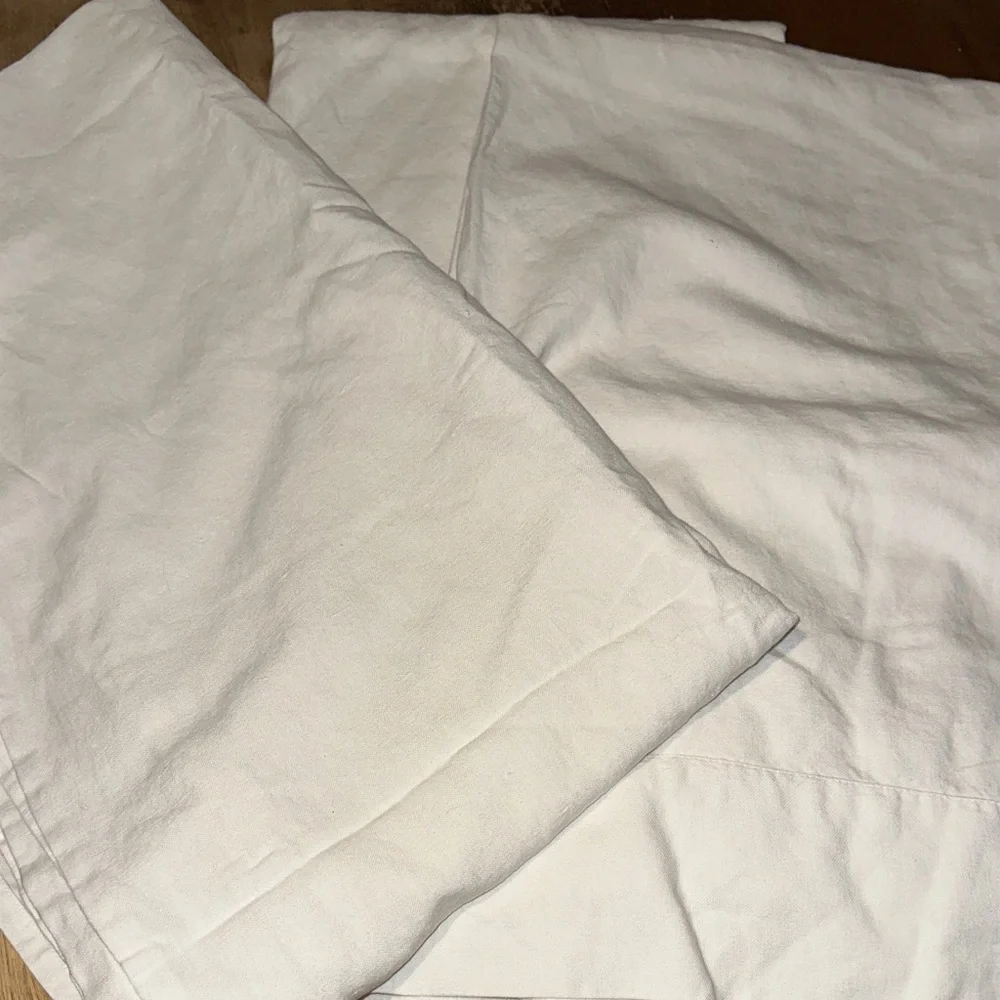 RH White 96’ Linen Blend Curtains-3 Panels